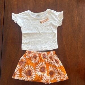 Carter's White and Orange Matching Set - 12 Months Girl